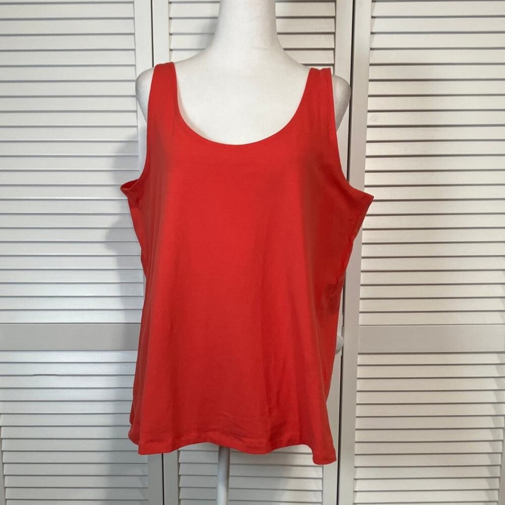 Blair Essential Coral Scoop Neck Wide Adjustable Straps Knit Tank Top Women  XLG